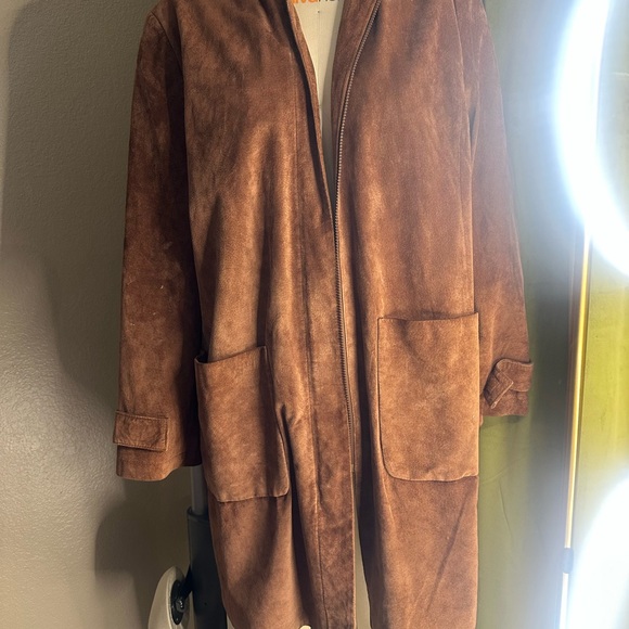 Vintage Suede Oversized Newport Harbor Brown Women's Leather Jacket - Picture 2 of 9